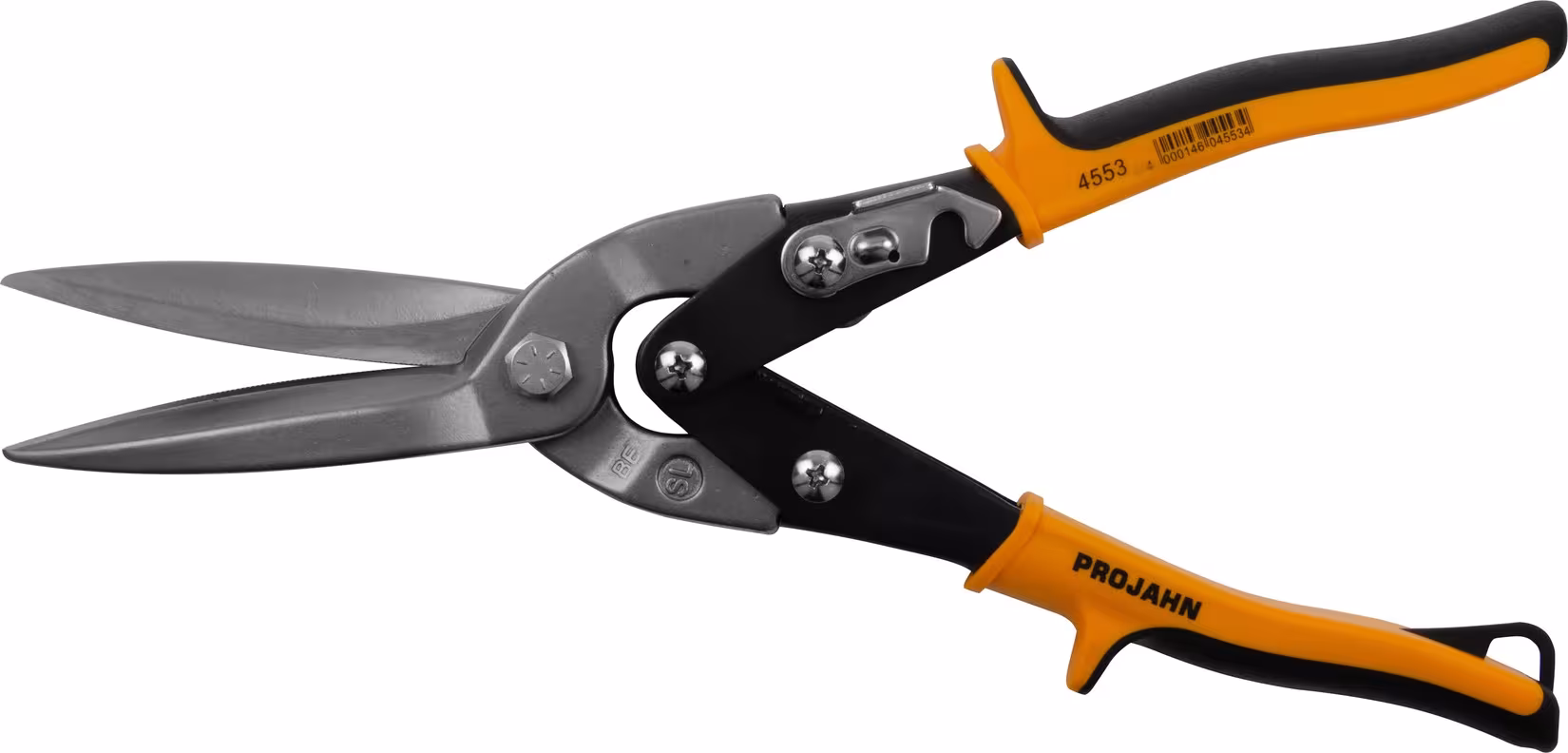 Plaat-/figuurschaar geel/rechte langere messen van het merk PROJAHN uit het tangenassortiment