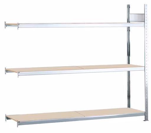 Aanbouwstelling, breedvakstelling WS 2000 met spaanplaat, 2000 x 2000 x 500 mm (HxBxD), verzinkt, 3 niveaus, vakbelasting 400 kg, vakbelasting 1.200 kg, WS2000, art.nr. 15553