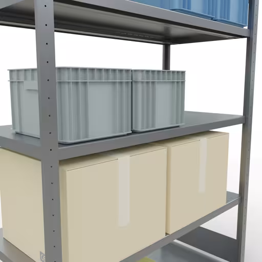 Figuur nr. 15 van het artikel basisrek, legbord, insteeksysteem MULTIplus250, 2000 x 1300 x 600 mm, 5 legborden, lengtestangen, verzinkt uit de insteeksysteem productgroep van Schulte Lagertechnik.