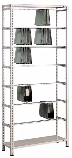 Basisplank, schroef-pendelnietmachineplank "Elba/Leitz", 2300 x 1000 x 350 mm, RAL 7035 lichtgrijs, 7 pendelstangen van Schulte Lagertechnik uit het assortiment kantoorrekken