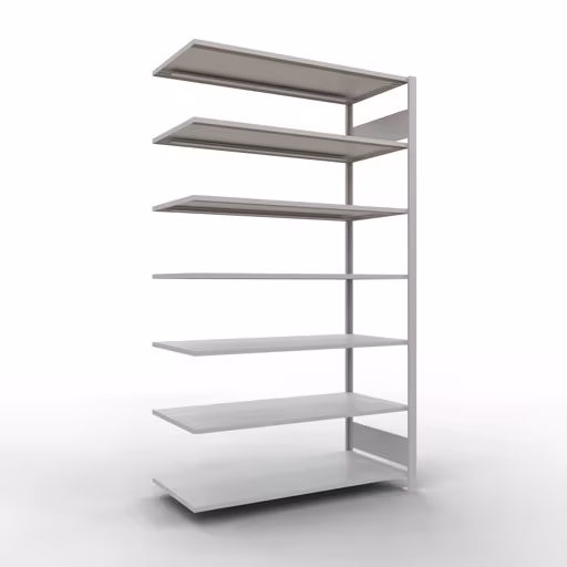 Figuur nr. 10 van het artikel aanbouwrekken, kantoorrekken, insteeksysteem MULTIplus150, 2300 x 1300 x 600 mm, 7 planken, lengtestangen, zonder middenaanslag, lichtgrijs uit de productgroep kantoorrekken van Schulte Lagertechnik.