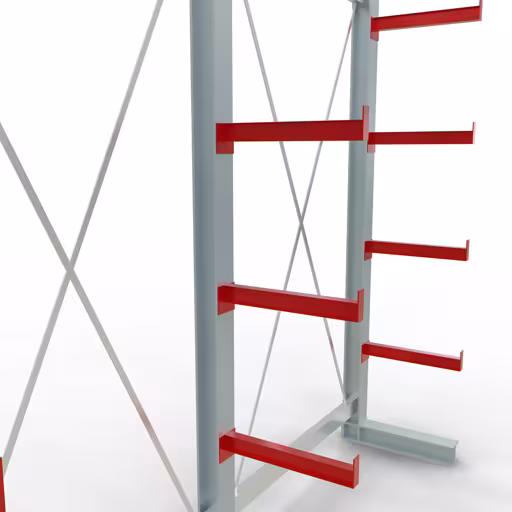 K 3000 compleet legbord, eenzijdig, 2500 x 2600 x 500 mm, RAL 7001 / RAL 3000, 5 opslagniveaus van Schulte Lagertechnik uit de categorie draagarmstellingen