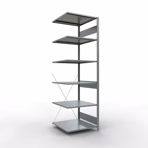 Aanbouwrekken, rekken, insteeksysteem MULTIplus150, 2500 x 750 x 800 mm (HxBxD), 6 planken, kruisschoor, verzinkt van Schulte Lagertechnik Aanbouwrekken, legborden, insteeksysteem MULTIplus150, 2500 x 750 x 800 mm (HxBxD), 6 legborden, kruisschoor, verzinkt, aanbouwplank, art.nr. 12786-75