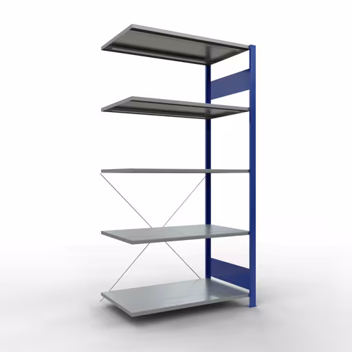 Figuur nr. 12 van het artikel aanbouwrekken, legbordstellingen, insteeksysteem MULTIplus85, 2000 x 1000 x 600 mm, 5 legborden, RAL 5010 gentiaanblauw uit de productgroep insteeksysteem van het merk Schulte Lagertechnik.