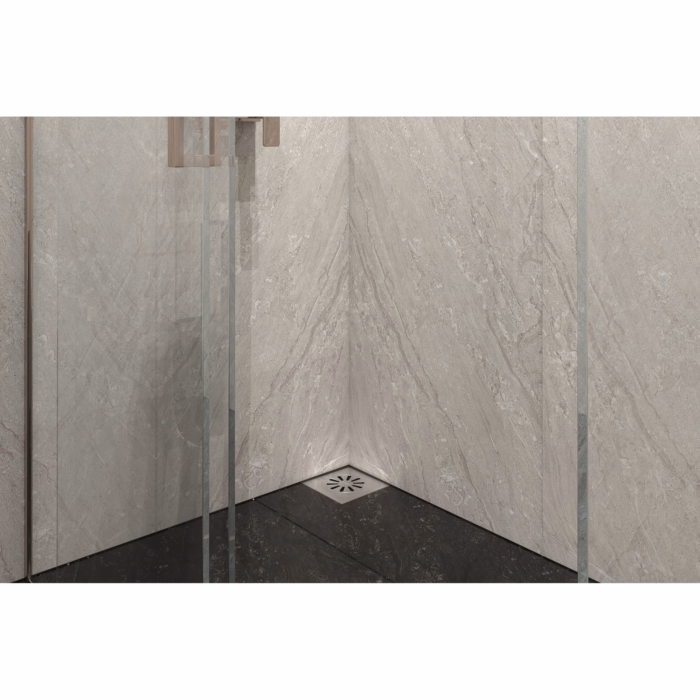 MERT vloerafvoer HK-SERIES volledig uit roestvrij staal met rooster, 100x100 mm, verticaal