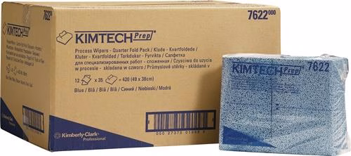 Kimtech 7622 reinigingsdoek, circa 381 mm lang x circa 490 mm breed, blauw, 12 vellen van elk 35 doekjes, merk Kimtech KIMTECH 7622 reinigingsdoek, circa 381 mm lang x circa 490 mm breed, blauw, 12 vellen van elk 35 doeken, uit de categorie reinigings- en poetsdoeken, handdoeken en handdoekrollen, artikelnummer 9000469363