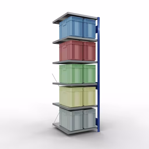 Productafbeelding nr. 14 van het artikel Aanbouwrekken, legbordstellingen, insteeksysteem MULTIplus250, 2500 x 750 x 800 mm (HxBxD), 6 legborden, kruisschoor, RAL 5010 gentiaanblauw/verzinkt/verzinkt Afbeelding nr. 14 van het artikel aanbouwrekken, stellingrekken, insteeksysteem MULTIplus250, 2500 x 750 x 800 mm, 6 legborden, kruisschoor, RAL 5010 gentiaanblauw/verzinkt/verzinkt uit de productgroep insteeksysteem van Schulte Lagertechnik