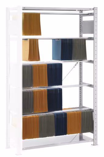 Aanbouwrek, insteek-pendelnietmachinerek "Zippel", 1800 x 1000 x 350 mm, RAL 7035 lichtgrijs, 5 pendelstangen van Schulte Lagertechnik uit het assortiment kantoorrekken