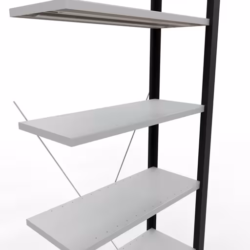 Aanbouwrekken, kantoorrekken, insteeksysteem MULTIplus85, 2300 x 750 x 300 mm, 7 planken, dwarsschoor, zonder aanslaglijst, zwart/lichtgrijs van Schulte Lagertechnik uit de categorie kantoorrekken
