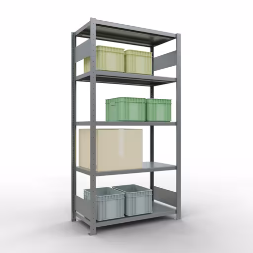 Productafbeelding nr. 15 van het artikel basisplank, legbord, insteeksysteem MULTIplus330, 2000 x 1000 x 500 mm (HxBxD), 5 legborden, lengtestangen, verzinkt Figuur nr. 15 van het artikel basisrek, legplank, insteeksysteem MULTIplus330, 2000 x 1000 x 500 mm, 5 legborden, lengtestangen, verzinkt uit de insteeksysteem productgroep van Schulte Lagertechnik.