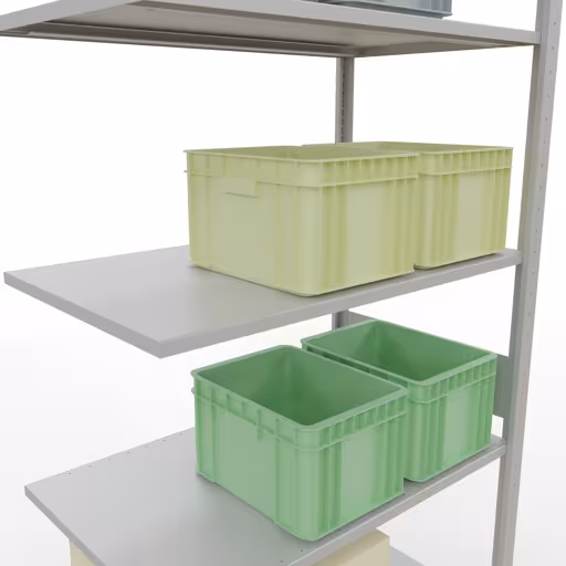 Productafbeelding nr. 7 van het artikel aanbouwrekken, legbord, insteeksysteem MULTIplus150, 3000 x 1000 x 600 mm, 7 legborden, RAL 7035 lichtgrijs uit het insteeksysteem-assortiment van Schulte Lagertechnik
