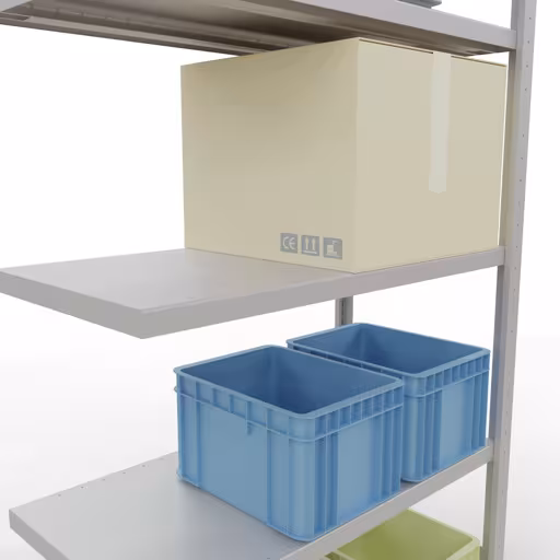 Figuur nr. 15 van het artikel aanbouwrekken, legbordstellingen, insteeksysteem MULTIplus250, 2000 x 1000 x 500 mm, 5 legborden, lengtestangen, RAL 7035 lichtgrijs uit de insteeksysteem productgroep van Schulte Lagertechnik.