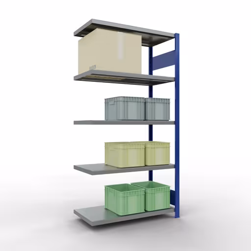 Afbeelding nr. 10 van het artikel aanbouwrekken, stellingrekken, insteeksysteem MULTIplus330, 2000 x 1000 x 500 mm, 5 legborden, lengtestangen, RAL 5010 gentiaanblauw/verzinkt uit de productgroep insteeksysteem van het merk Schulte Lagertechnik