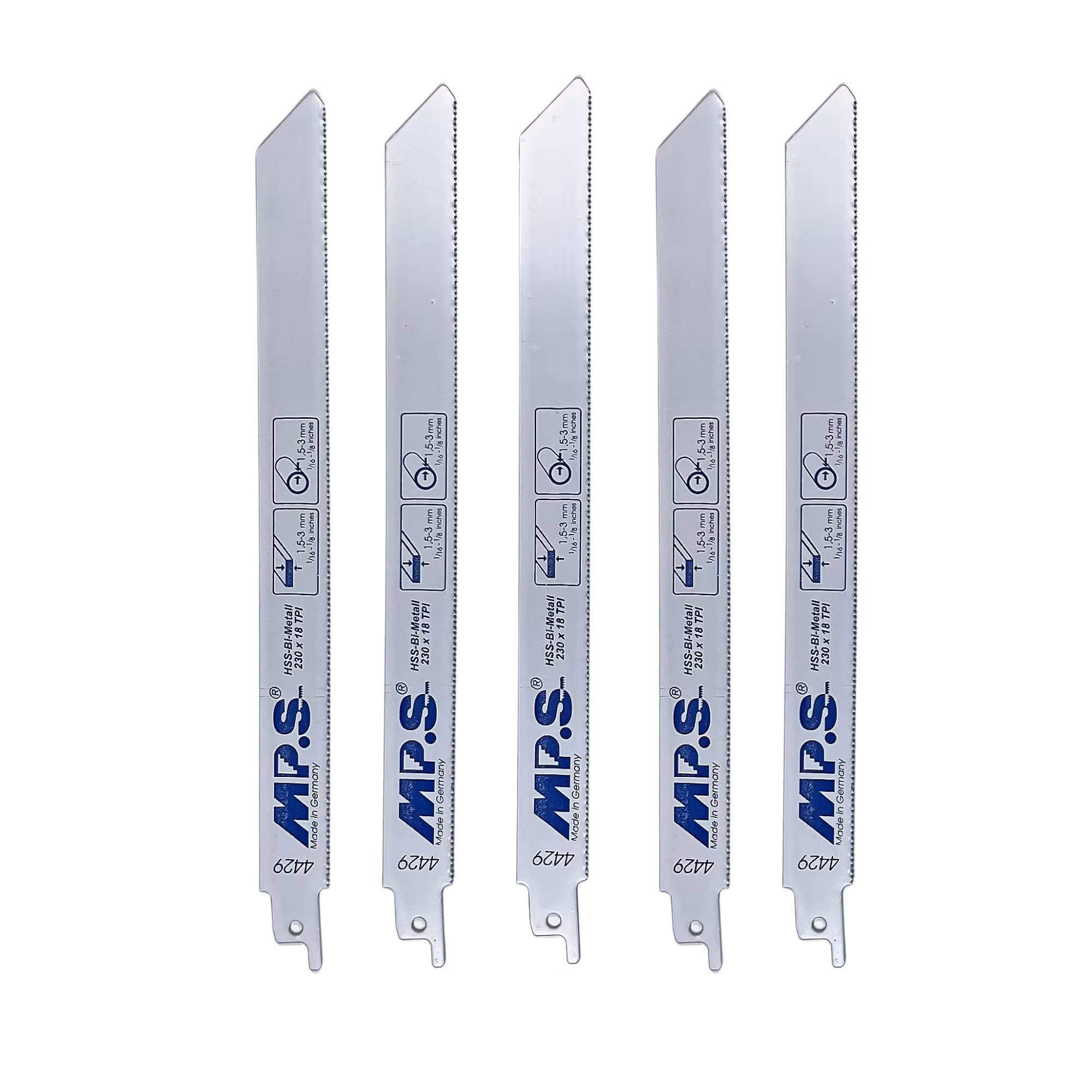 Bimetaal reciprozaagblad gefreesd en gezet totale lengte 230/vertande lengte 210mm, tandsteek 1,4mm van het merk MPS uit de categorie zaagbladen