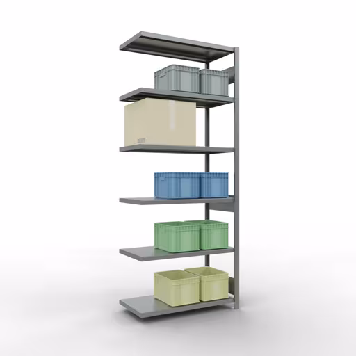 Aanbouwrekken, rekken, insteeksysteem MULTIplus330, 2500 x 1000 x 500 mm, 6 legborden, lengtestangen, verzinkt van het merk Schulte Lagertechnik uit het assortiment insteeksystemen