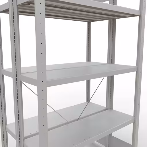 Extra afbeelding van het artikel Basisplank, dubbele plank, legplank-insteeksysteem MULTIplus250, 2000 x 1000 x (2x300) mm, 2x5 legborden, kruisschoor, RAL 7035 lichtgrijs van dubbele legborden
