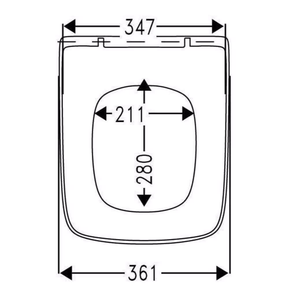 Figuur nr. 14 van het artikel toiletbril Q500 wit vierkant met softclose-mechanisme, onder andere voor Geberit Renova Plan uit de productgroep badkamerkeramiek van het merk LUVETT