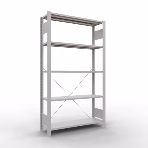 Afbeelding nr. 11 van het artikel Basisplank, kantoorplank MULTIplus85 insteeksysteem, 1800 x 1000 x 300 mm, 5 planken, kruisschoor, zonder aanslaglijst, lichtgrijs uit de productgroep Office Shelves van Schulte Lagertechnik