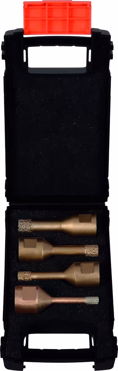 Een andere weergave van het artikelset diamantdroogboren 4 stuks. met was M14 draadschacht elk 1 stuk: ø 6, 8, 10, 12 mm uit de categorie machine-accessoires