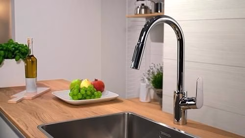 Hansgrohe ééngreeps keukenmengkraan 240 FOCUS DN 15, met uittrekbare vuistdouche chroom