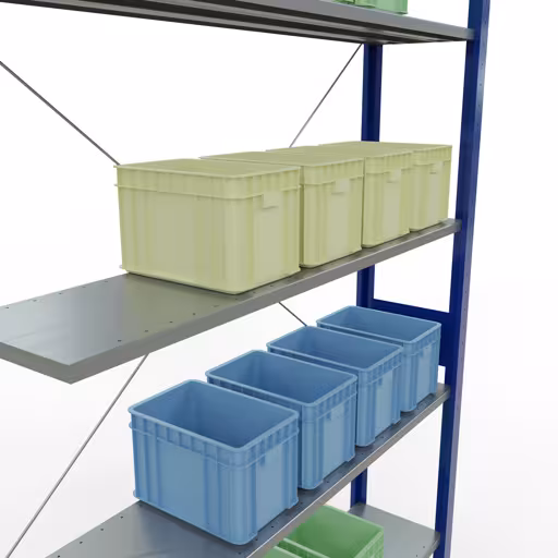 Aanbouwrekken, rekken, insteeksysteem MULTIplus150, 3000 x 1300 x 300 mm (HxBxD), 7 legborden, kruisschoor, RAL 5010 gentiaanblauw/verzinkt met artikelnr. 12737-130-B Aanbouwrekken, rekken, insteeksysteem MULTIplus150, 3000 x 1300 x 300 mm, 7 planken, RAL 5010 gentiaanblauw/verzinkt van Schulte Lagertechnik uit de categorie insteeksystemen