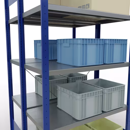 Figuur nr. 14 van het artikel basisplank, dubbele plank, stellingsysteem MULTIplus250, 2000 x 1000 x (2x500) mm, 2x5 planken, kruisschoor, RAL 5010 gentiaanblauw uit de productgroep stellingrekken van Schulte Lagertechnik.