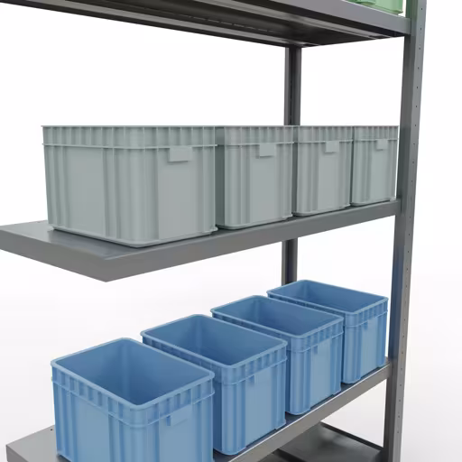 Productafbeelding nr. 15 van het artikel aanbouwplank, legbord, insteeksysteem MULTIplus250, 2000 x 1000 x 400 mm, 5 legborden, verzinkt uit het assortiment insteeksysteem van het merk Schulte Lagertechnik