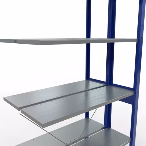 Aanbouwrekken, dubbele rekken, stellingsysteem MULTIplus150, 2500 x 1000 x (2x300) mm (HxBxD), 2x6 planken, kruisschoor, RAL 5010 gentiaanblauw met de GTIN 4004514293732 Aanbouwrekken, dubbele rekken, rekkensysteem MULTIplus150, 2500 x 1000 x (2x300) mm, 2x6 planken, RAL 5010 gentiaanblauw van Schulte Lagertechnik met het artikelnr. 32736-B