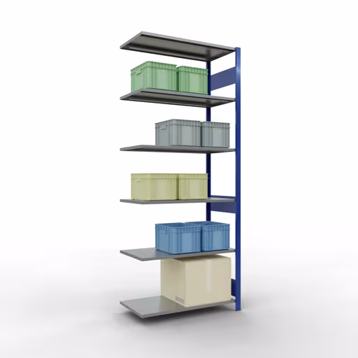 Productafbeelding nr. 12 van het artikel Aanbouwrekken, legbordstellingen, insteeksysteem MULTIplus85, 2500 x 1000 x 500 mm (HxBxD), 6 legborden, lengtestangen, RAL 5010 gentiaanblauw Figuur nr. 12 van het artikel aanbouwrekken, legbordstellingen, insteeksysteem MULTIplus85, 2500 x 1000 x 500 mm, 6 legborden, RAL 5010 gentiaanblauw uit de productgroep insteeksysteem van het merk Schulte Lagertechnik.