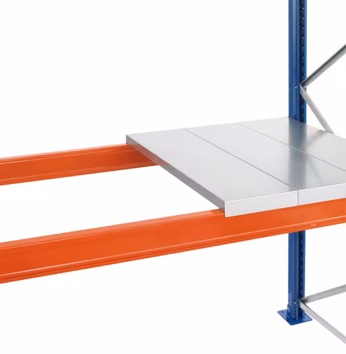 Stalen paneelniveau voor palletstellingen, 800 x 3300 mm, opgelegd, verzinkt, s = 1,25 mm, toebehoren, art.nr. 16158-E