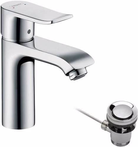 Hansgrohe ééngreeps wastafelkraan METRIS 110 nominale diameter 15 ComfortZone 110 met pop-up afvoerset G 1 1/4 inch chroom van Hansgrohe Eengreeps wastafelkraan METRIS 110 chroom, nominale diameter 15 mm, HANSGROHE, uit de categorie wastafelkranen met artikelnummer 6000536128
