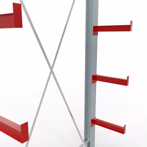 Afbeelding nr. 12 van het artikel K 3000 complete stelling, eenzijdig, 2500 x 1300 x 400 mm, RAL 7001 / RAL 3000, 5 opslagniveaus uit de productgroep draagarmstellingen van Schulte Lagertechnik