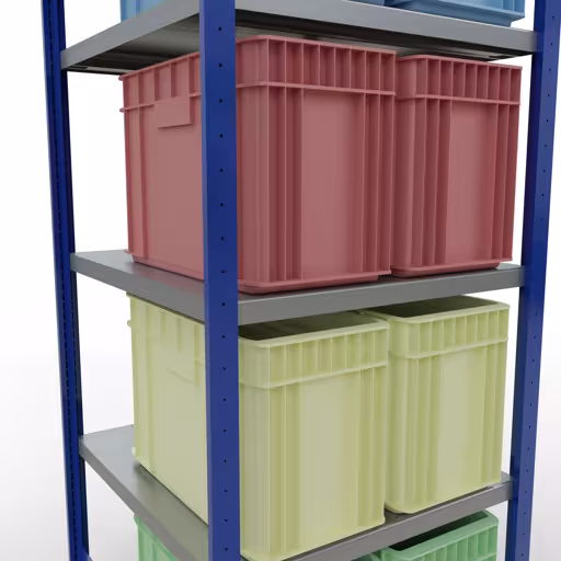 Figuur nr. 13 van het artikel basisrek, legbord, insteeksysteem MULTIplus250, 2000 x 750 x 800 mm, 5 legborden, lengtestangen, RAL 5010 gentiaanblauw/verzinkt/verzinkt uit de insteeksysteem productgroep van Schulte Lagertechnik.