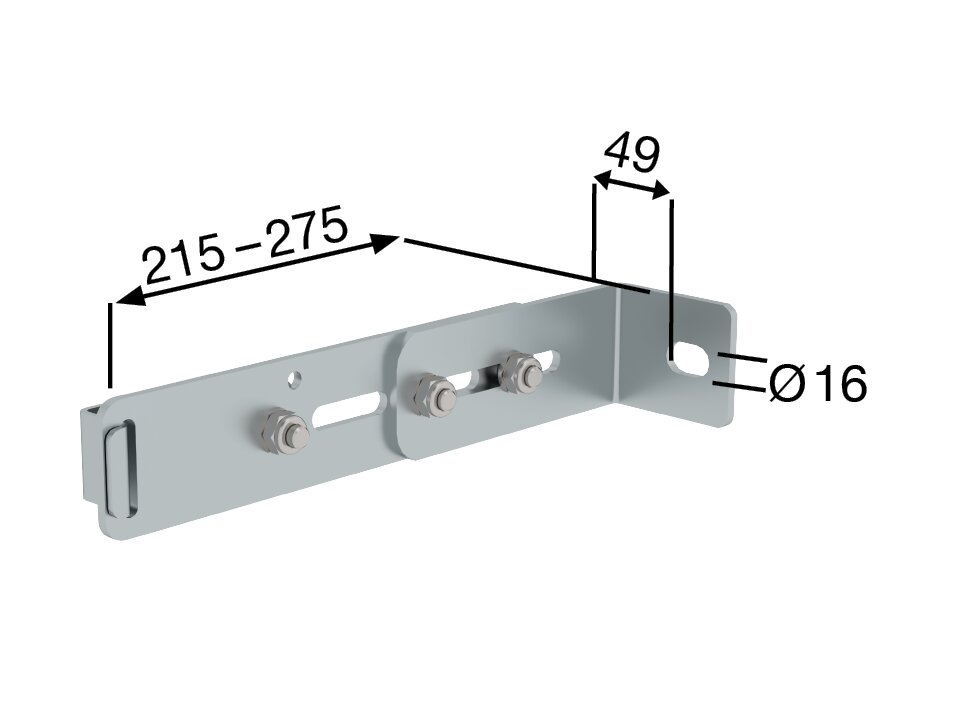 Produktbild (Abb. Ähnlich) 3812206 Munk muurbeugel met klem, verstelbaar 215-275mm, gegalvaniseerd staal