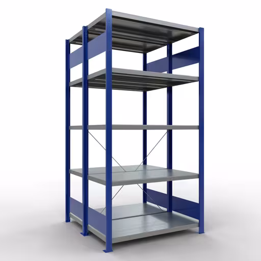 Figuur nr. 13 van het artikel basisplank, dubbele plank, stellingsysteem MULTIplus250, 2000 x 1000 x (2x500) mm, 2x5 planken, kruisschoor, RAL 5010 gentiaanblauw uit de productgroep stellingrekken van Schulte Lagertechnik