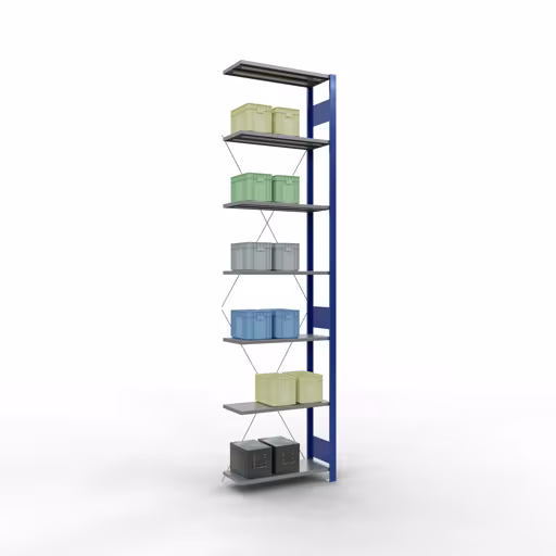 Productafbeelding nr. 6 van het artikel aanbouwrekken, legbord, insteeksysteem MULTIplus150, 3000 x 750 x 300 mm, 7 legborden, RAL 5010 gentiaanblauw/verzinkt/verzinkt uit het insteeksysteem-assortiment van Schulte Lagertechnik