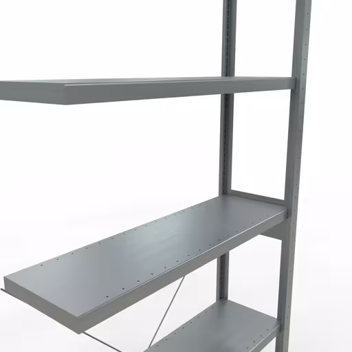 Figuur nr. 12 van het artikel aanbouwrekken, legbordstellingen, insteeksysteem MULTIplus330, 2500 x 1000 x 300 mm, 6 legborden, kruisschoor, verzinkt uit de insteeksysteem productgroep van Schulte Lagertechnik.