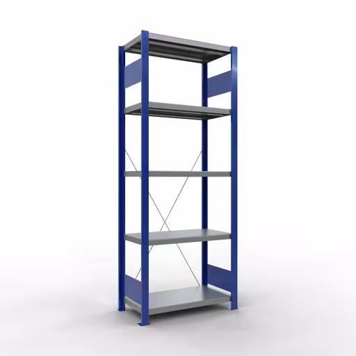 Figuur nr. 15 van het artikel basisrek, legbord, insteeksysteem MULTIplus250, 2000 x 750 x 400 mm, 5 legborden, kruisschoor, RAL 5010 gentiaanblauw/verzinkt/verzinkt uit de insteeksysteem productgroep van Schulte Lagertechnik.