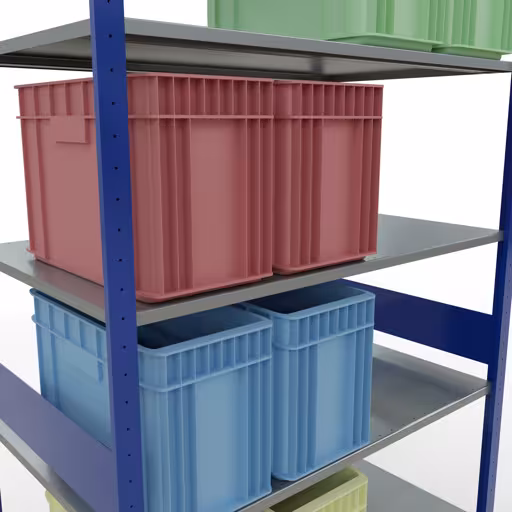 Basisplank, legbord, insteeksysteem MULTIplus150, 3000 x 1300 x 800 mm, 7 legborden, lengtestangen, RAL 5010 gentiaanblauw/verzinkt van Schulte Lagertechnik uit het assortiment insteeksysteem