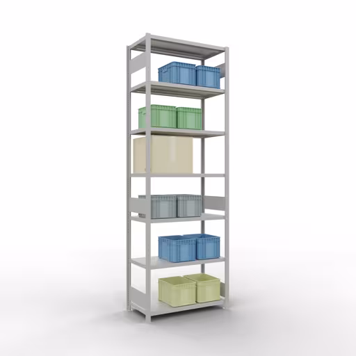 Productafbeelding nr. 12 van het artikel basisplank, legbord, insteeksysteem MULTIplus330, 3000 x 1000 x 500 mm (HxBxD), 7 legborden, lengtestangen, RAL 7035 lichtgrijs Figuur nr. 12 van het artikel basisrek, legbord, insteeksysteem MULTIplus330, 3000 x 1000 x 500 mm, 7 legborden, lengtestangen, RAL 7035 lichtgrijs uit de productgroep insteeksysteem van Schulte Lagertechnik.