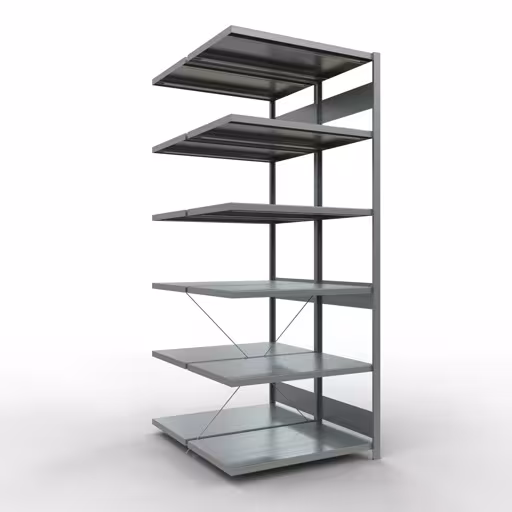 Aanbouwrekken, dubbele rekken, stellingsysteem MULTIplus250, 2500 x 1000 x (2x600) mm, 2x6 planken, kruisschoor, verzinkt van Schulte Lagertechnik met artikelnr. 14266-A