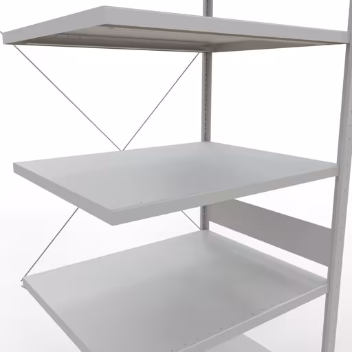 Productafbeelding nr. 14 van het artikel Aanbouwrekken, legbordstellingen, insteeksysteem MULTIplus330, 3000 x 1000 x 800 mm, 7 legborden, kruisschoor, RAL 7035 lichtgrijs Afbeelding nr. 14 van het artikel aanbouwrekken, stellingrekken, insteeksysteem MULTIplus330, 3000 x 1000 x 800 mm, 7 legborden, kruisschoor, RAL 7035 lichtgrijs uit de productgroep insteeksysteem van Schulte Lagertechnik