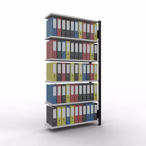 Figuur nr. 13 van het artikel aanbouwrekken, kantoorrekken, insteeksysteem MULTIplus85, 2000 x 1000 x 300 mm, 6 planken, kruisschoor, zonder aanslaglijst, zwart/lichtgrijs uit de productgroep kantoorrekken van Schulte Lagertechnik.