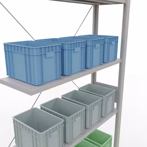 Productafbeelding nr. 16 van het artikel Aanbouwrekken, legbordstellingen, insteeksysteem MULTIplus85, 3000 x 1000 x 300 mm (HxBxD), 7 legborden, kruisschoor, RAL 7035 lichtgrijs Figuur nr. 16 van het artikel aanbouwrekken, legbordstellingen, insteeksysteem MULTIplus85, 3000 x 1000 x 300 mm, 7 legborden, RAL 7035 lichtgrijs uit de productgroep insteeksysteem van het merk Schulte Lagertechnik.