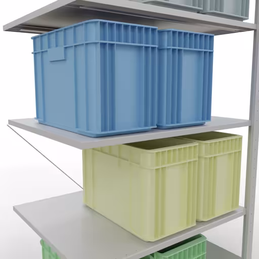 Productafbeelding nr. 14 van het artikel Aanbouwrekken, legbordstellingen, insteeksysteem MULTIplus150, 2000 x 1000 x 800 mm (HxBxD), 5 legborden, kruisschoor, RAL 7035 lichtgrijs Figuur nr. 14 van het artikel aanbouwrekken, legbordstellingen, insteeksysteem MULTIplus150, 2000 x 1000 x 800 mm, 5 legborden, kruisschoor, RAL 7035 lichtgrijs uit de insteeksysteem productgroep van Schulte Lagertechnik.