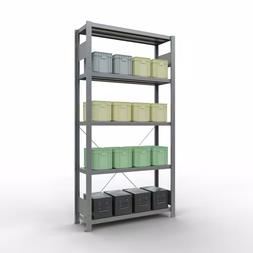 Basisplank, legbord, insteeksysteem MULTIplus250, 2000 x 1000 x 300 mm, 5 legborden, kruisschoor, verzinkt van Schulte Lagertechnik uit de categorie insteeksysteem