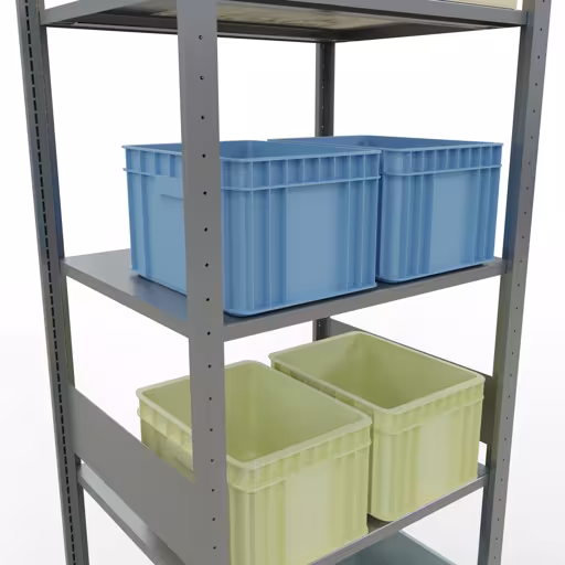 Basisplank, legbord, insteeksysteem MULTIplus150, 3000 x 750 x 600 mm (HxBxD), 7 legborden, lengtestangen, verzinkt met artikelnr. 12762-75-LR Basisplank, legbord, insteeksysteem MULTIplus150, 3000 x 750 x 600 mm, 7 legborden, verzinkt van Schulte Lagertechnik uit de categorie insteeksysteem