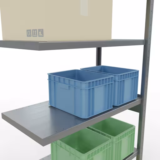 Afbeelding nr. 12 van het artikel aanbouwrekken, legbordstellingen, insteeksysteem MULTIplus330, 2500 x 1000 x 500 mm, 6 legborden, lengtestangen, verzinkt uit de productgroep insteeksysteem van Schulte Lagertechnik