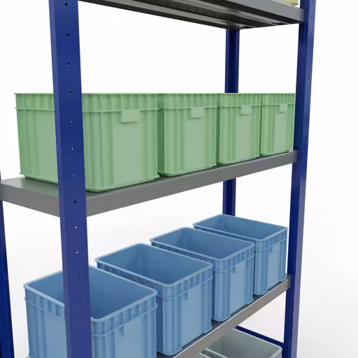 Basisplank, legplank, insteeksysteem MULTIplus250, 2000 x 1000 x 300 mm, 5 legborden, RAL 5010 gentiaanblauw/verzinkt van Schulte Lagertechnik uit de categorie insteeksystemen