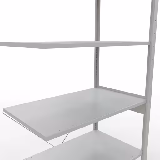 Aanbouwplank, hoekplank (veld C) 2500 x 1000 x 600, 6 planken, kruisschoor, RAL 7035 lichtgrijs van Schulte Lagertechnik uit het assortiment schappenplanken
